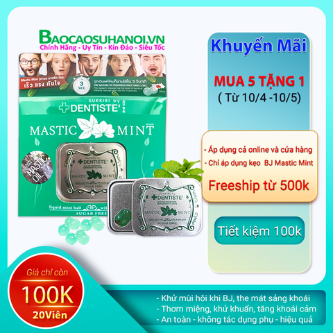 Kẹo Ngậm BJ Phòng The Mastic Mint Chính Hãng Hộp 20 Viên