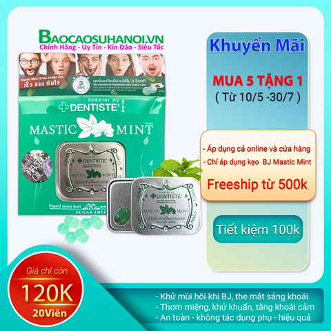 Kẹo Ngậm BJ Phòng The Mastic Mint Chính Hãng Hộp 20 Viên