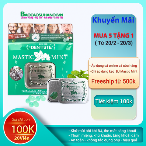 Kẹo Ngậm BJ Phòng The Mastic Mint Chính Hãng Hộp 20 Viên