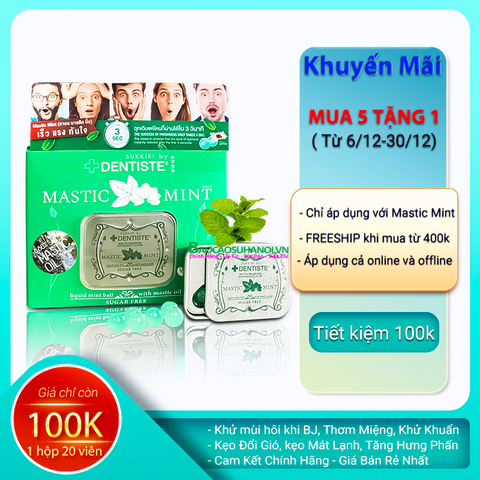 Kẹo Ngậm BJ Phòng The Mastic Mint Chính Hãng Hộp 20 Viên