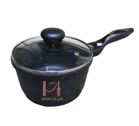 Korean Cookqueen 16cm Marble-Coated Nonstick Pot With Handle (Glass Lid)