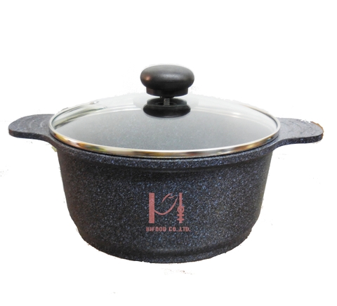 Korean Cookqueen 20cm | 24cm Marble-Coated Nonstick Induction-Base Pot (Glass Lid)