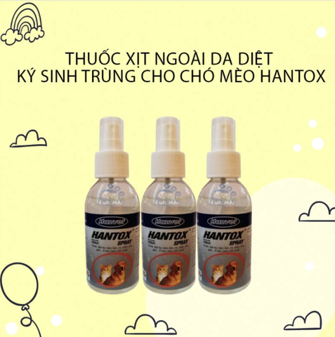 Thuốc xịt ngoài da diệt ve rận, bọ chét, ký sinh trùng cho chó mèo Hantox 100ml