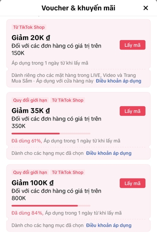 Voucher cực hot cực nhiều tại Tiktokshop