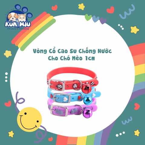 Vòng cổ cao su chống nước cho chó mèo 1cm (màu ngẫu nhiên)