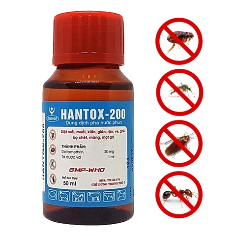 Dung dịch pha nước diệt kiến, gián, ve, rận, bọ chét Hantox-200