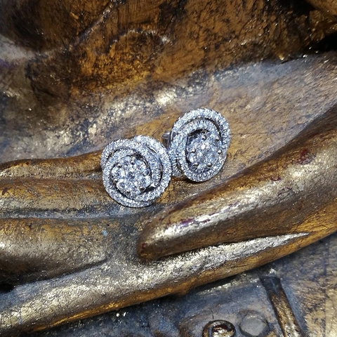 Bông tai nữ đính đá pha lê xoắn cao cấp sang trọng hiện đại HA87