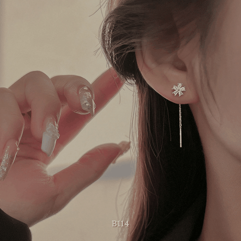 Bông tai nữ hình hoa đính đá pha lê phụ kiện trang sức cao cấp B114 (1 chiếc)
