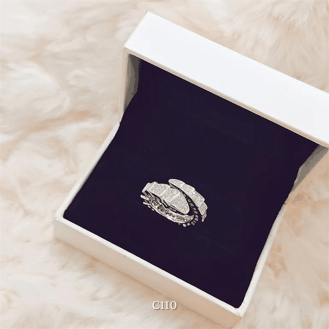 Nhẫn nữ hình rắn nạm đá cao cấp có thể tùy chỉnh size phong cách thời trang cá tính - C110