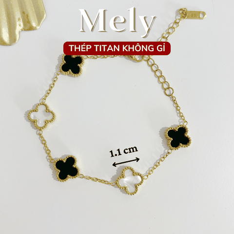 Vòng tay Thép Titan không gỉ  cỏ bốn lá loại 1.1cm TT115