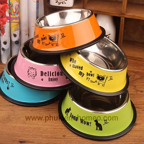 Bát Inox In Hoa 18 – Bát Ăn Thú Cưng Chống Trượt, An Toàn, Thẩm Mỹ Cao