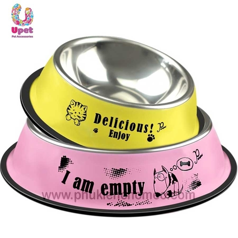 Bát Inox In Hoa 18 – Bát Ăn Thú Cưng Chống Trượt, An Toàn, Thẩm Mỹ Cao