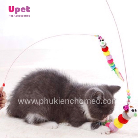 Cần Câu Mèo Dài Dẻo Hình Sâu Bông – Đồ Chơi Kích Thích Bản Năng Săn Mồi Của Boss