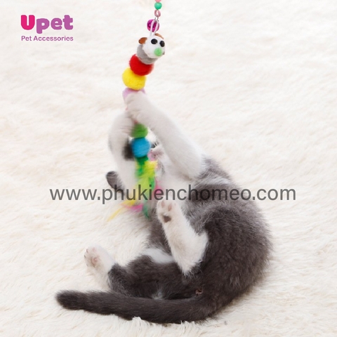Cần Câu Mèo Dài Dẻo Hình Sâu Bông – Đồ Chơi Kích Thích Bản Năng Săn Mồi Của Boss