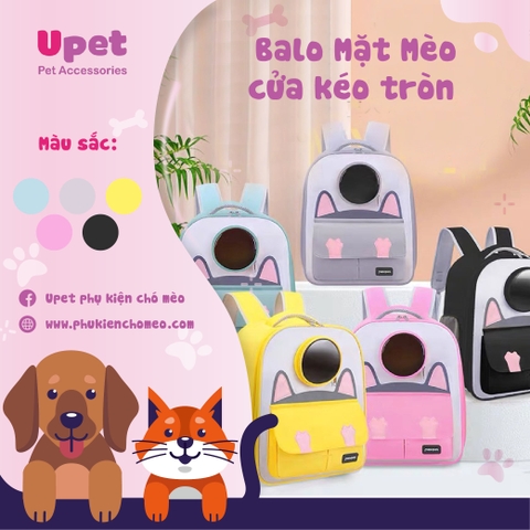 Balo mặt mèo có cửa kéo tròn bên trên