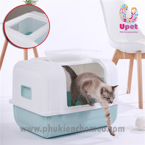 Nhà vệ sinh mèo vuông 2 cửa 58*45*42cm