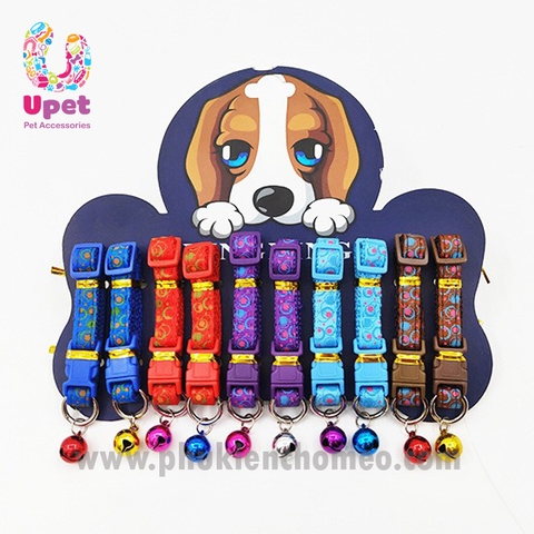 Vòng cổ họa tiết in hoa thời thượng bản 1.0 mới kèm chuông dành cho chó mèo thú cưng nhỏ