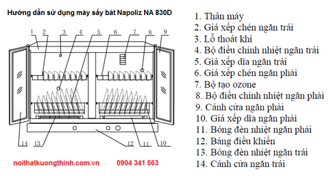 Hướng dẫn sử dụng máy sấy bát Napoliz NA 830D