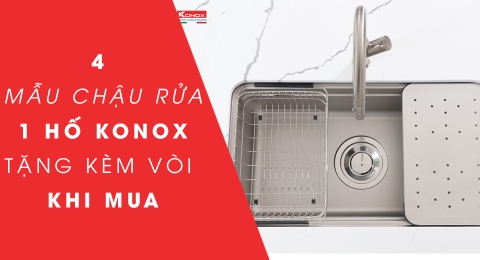 Top 4 chậu rửa bát Konox 1 hố được tặng kèm vòi rửa bát khi mua