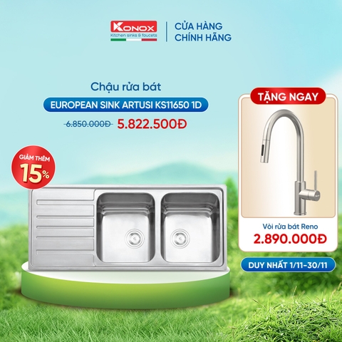 Chậu rửa bát Konox KS11650 1D - Bàn trái