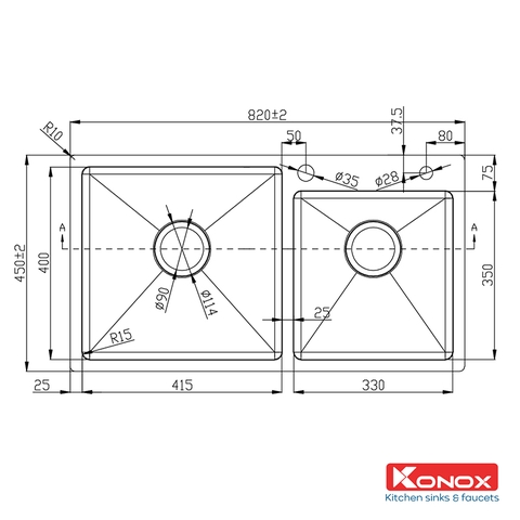 Chậu rửa bát Konox KN8245DO