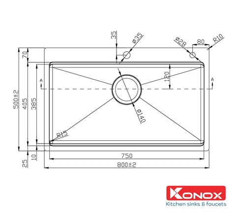 Chậu rửa bát Konox KN8050TS