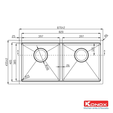 Chậu rửa bát Konox KN8745DUB