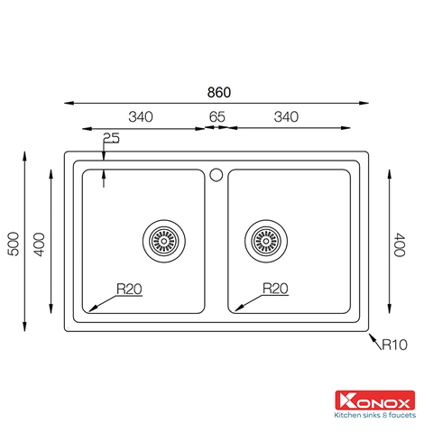 Chậu rửa bát Konox Beta 860