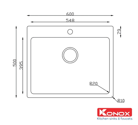 Chậu rửa bát Konox Neron 600