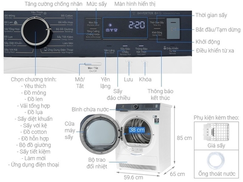 Máy sấy bơm nhiệt Heat Pump EDH803Q7WB