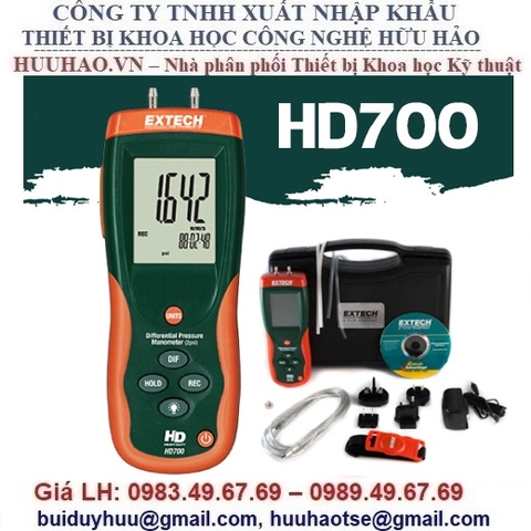 Máy đo chênh áp suất 0 đến 2psi Extech HD700