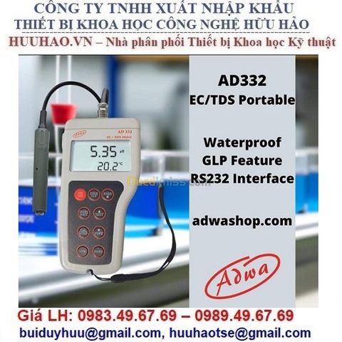 MÁY ĐO EC, TDS, NHIỆT ĐỘ ADWA AD332