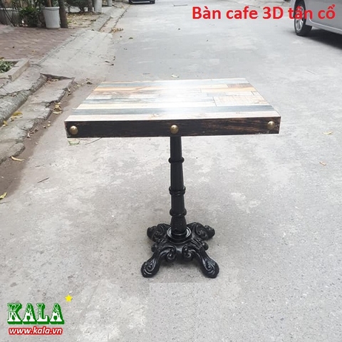 Mặt bàn cafe 3D tân cổ vuông 60x60cm