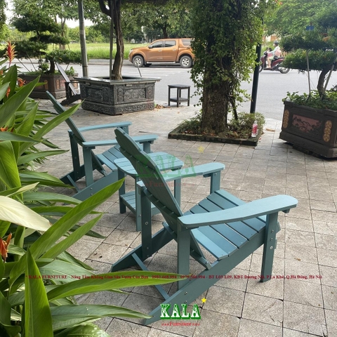Bàn ghế Adriodack màu xanh Bàn ghế Adriodack màu xanh