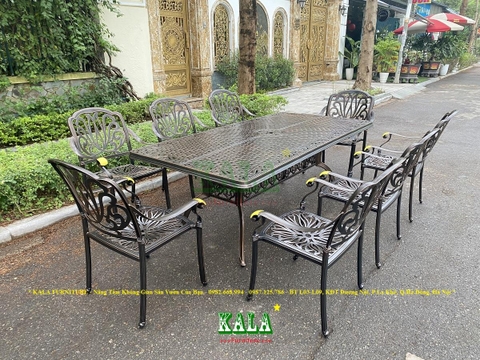 Bộ bàn ghế nhôm đúc chữ nhật NK4 Bộ bàn ghế nhôm đúc chữ nhật NK4