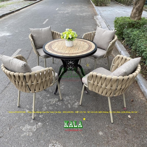 Bộ bàn ghế khung nhôm dây dù BG-DD08 Bộ bàn ghế khung nhôm dây dù BG-DD08