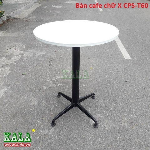 Bàn cafe chân sắt chữ X mặt composite tròn 60cm