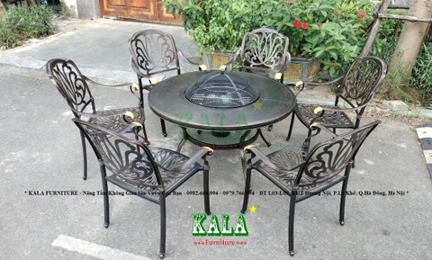 Bàn ghế nhôm đúc tròn 118cm có kèm bếp nướng BGND-BBQ118HS Bàn ghế nhôm đúc tròn 118cm có kèm bếp nướng BGND-BBQ118HS