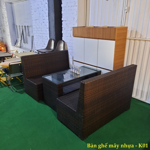 Bàn ghế mây nhựa  K01 Bàn ghế mây nhựa  K01