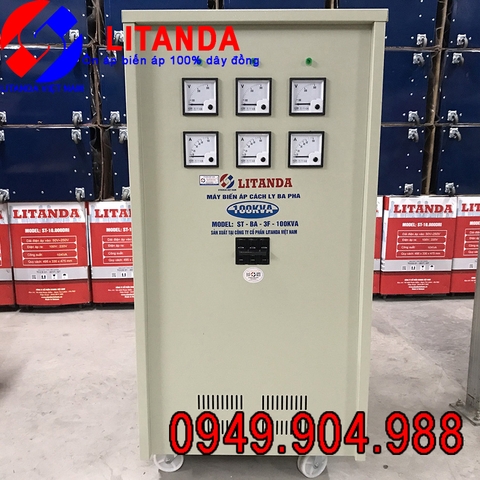 Máy Biến Áp Cách Ly 100KVA 3 Pha Litanda Dây Đồng Chạy Êm Giá Tốt Nhất