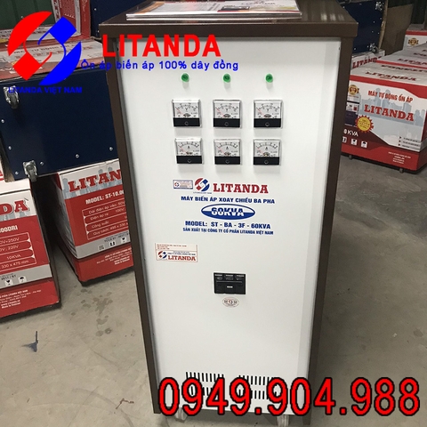 Máy Biến Áp Litanda 60KVA 3 Pha Dây Đồng 380V/220V/200V