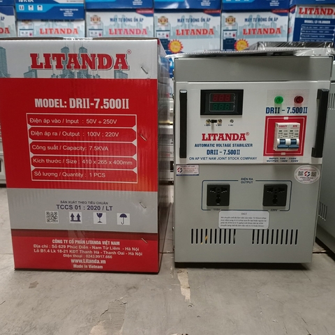 Ổn Áp DRII-7500 II Litanda 7,5KVA 7,5KW Mới 2022 Chính Hãng Dây Đồng