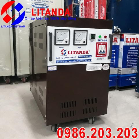 Ổn Áp Lioa Litanda 15KVA Dải 90V 15KW Mới 2 Aptomat Đồng Hồ Số