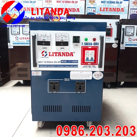 Ổn áp Litanda 7,5KVA DRI NEW 2021 Tích Hợp 2 Aptomat Đồng Hồ Điện Tử