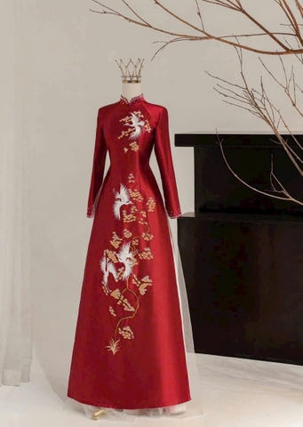 Áo Dài Bà Sui Lụa Cao Cấp Thêu Hạc Sang Trọng