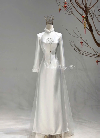 Áo Dài Cô Dâu Lụa Cao Cấp Đính Hỷ Sang Trọng