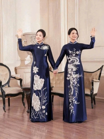 Áo Dài Bà Sui Lụa Cao Cấp Thêu Hoạ Tiết Sang Trọng