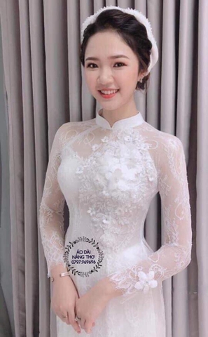 ÁO DÀI CÔ DÂU MÀU TRẮNG