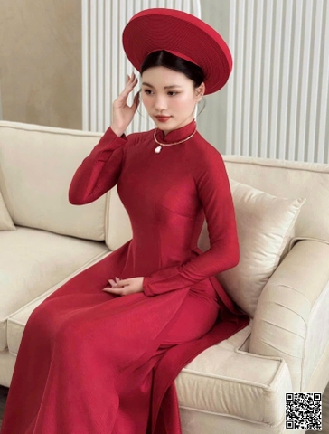 Áo Dài Cô Dâu Gấm Cao Cấp Nền Nã