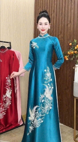 Áo Dài Bà Sui Lụa Cao Cấp Thêu Họa Tiết Sang Trọng